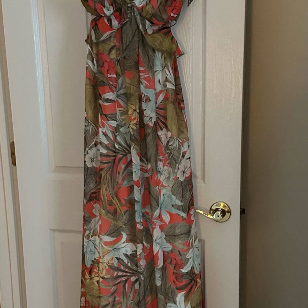 Fashion Nova Floral Maxi Dress - Red, Green, White